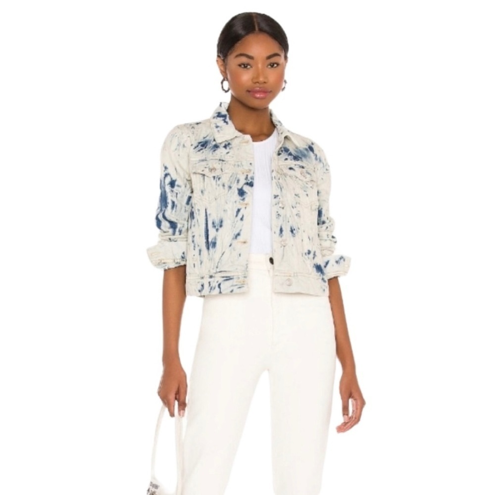 Free People Rumors Denim Jacket in Jones Tie Dye Blue - Picture 3 of 11